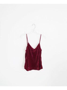 Burberry London Muted Red Viscose Silk Velvet Draped Neck Cami Top size 2